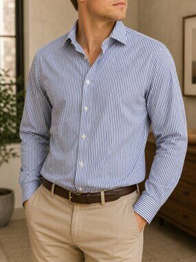 Polo Ralph Lauren Navy & White Striped Button-Down Shirt | Classic Men's
